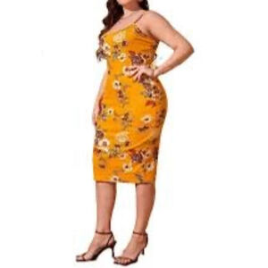 Shein‎ L size 8/10 yellow floral Maxi dress